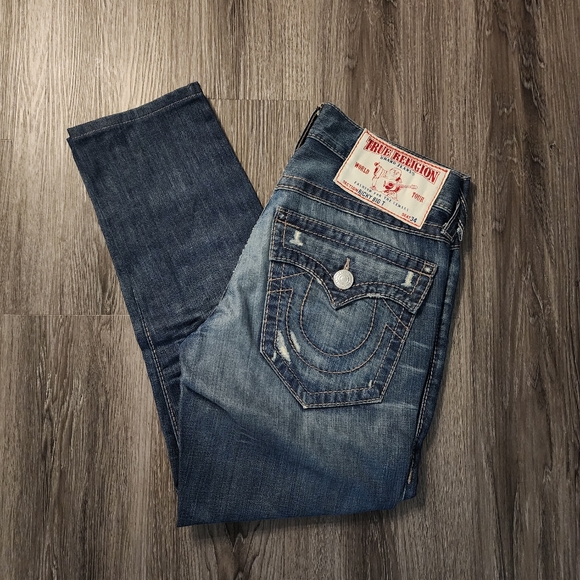 Vintage x True Religion Ricky Big T Men's Jeans Row 30 Seat 34 - Picture 3 of 9